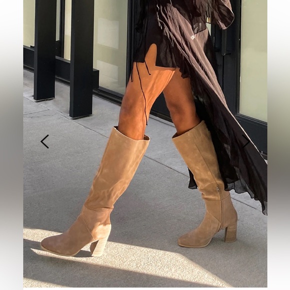 NEW $200 Dolce Vita x Anthropologie Fynn Truffle Suede heel boot women size 6 - Picture 1 of 7